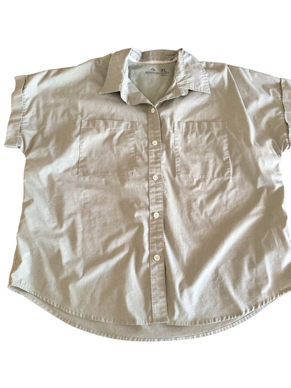 Ridgecut Womens Pale Green Button-Up Short-Sleeve Shirt Durable XL
